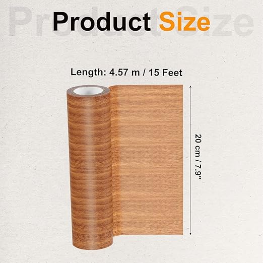 PATIKIL Wood Grain Tape 7.9" x 15 Ft, Self-Adhesive Wood Texture Repair Tape Realistic Wood Effect Contact Paper Patch for Furniture Cabinets Floor Walls Home Decoration, Orange Oak