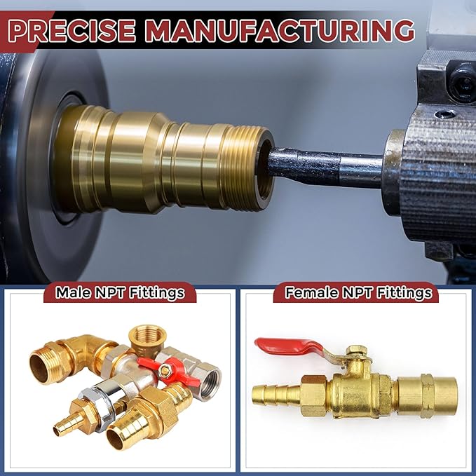Pack of 2 Brass Hose Barbs Fittings 5/32" Hose Barbs to 3/8" NPT Male Fittings for Home Machines, Massage Bathtubs, and Irrigation Systems