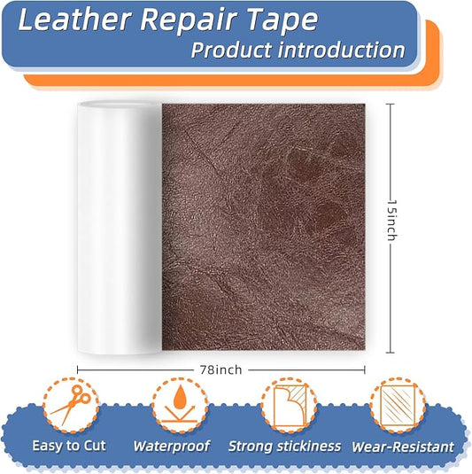 Self Adhesive Faux Leather Repair Patch,1Roll 15x78 Inch Leather Repair Tape for Furniture,Couch Tape for Couches,Bed,Car Seats,Chair,Coffee