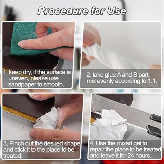 Heavy-Duty Iron Mud Adhesive for Repairs, Plastic Steel Repair Mud Iron Adhesive, Heavy Duty Waterproof Sealant Mastic for Metal Pipes, PVC Pipes, Wall Holes, Ceramics (Black)