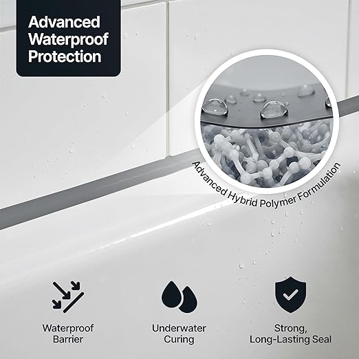 Anthracite Gray Construction Sealant & Adhesive All-in-One Hybrid Polymer | Superior to Silicone Bathroom Caulk Sealant | Waterproof, Paintable, Dark Gray | Kitchen Bathroom Outdoor - 300 ml 1 Pack