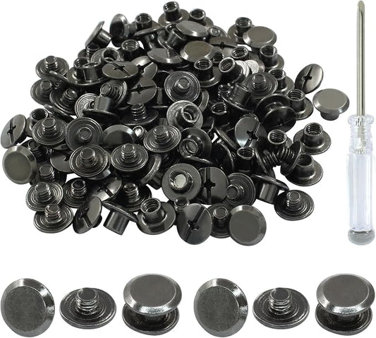 60 Sets Black Chicago Screws, M5*4mm Leather Rivets Screw Rivets Buttons DIY Leather Trim Craft Bookbinding for Decorate Repair Belt Bag Shoes Purse