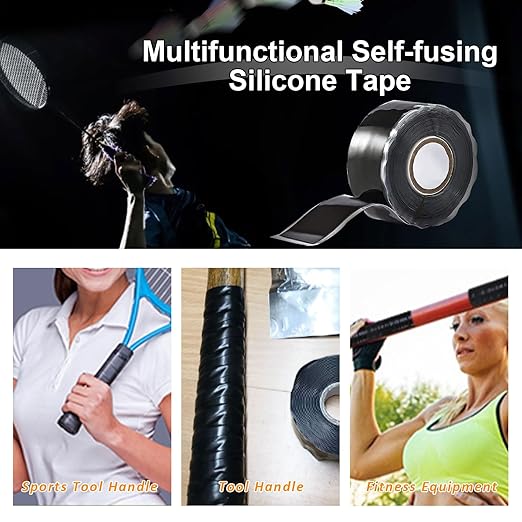 SIKEDEPRO Seal Self Fusing Silicone Tape, 2 Rolls 1inx10' Weatherproof Pipe Repair Tape, Heavy Duty and Leak Proof Rubber Pipe Tape，Flex Seal Tape for Emergency Pipeline Repair/Cable Bandage/（Black）