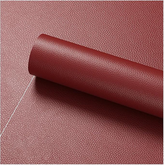 Faux Leather Repair Patch 19.7 × 19.7In,Wine Red Self - Adhesive Leather Repair, 2.5MM Thick Upholstery Leather for Upholstery Crafts, DIY Sewing, Sofas, Furniture, Car Seats, Chairs(1Pcs)