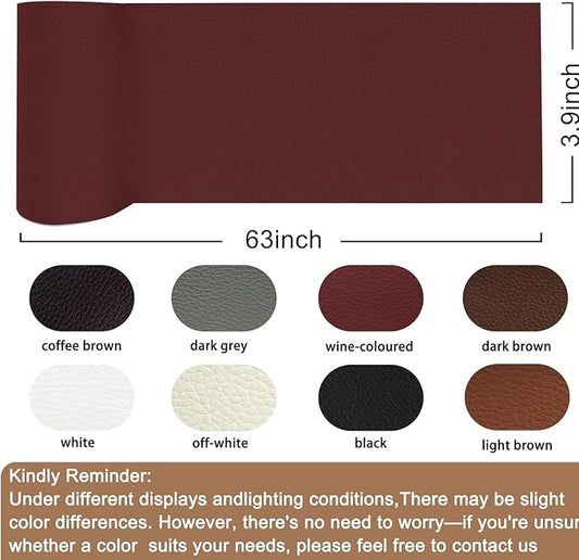 Leather Repair Patch Tape,3.9 x 63 Inches Self Adhesive Leather Patches for Furniture,Vinyl Repair Kit for Car Seat,Couches,Sofas,Office Chairs,Burgundy