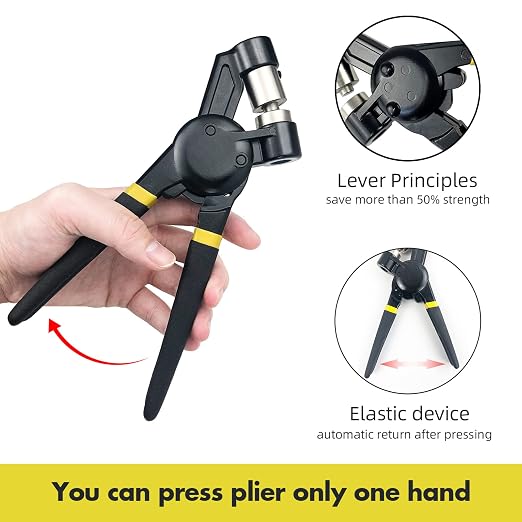 HAPDEN Grommet Tool Kit, 3/8 inch Handheld Eyelet Kit Manual Grommet Press Machine with 500 pcs 10 mm Grommets | Grommet kit for or Tarps, Fabric, Leather, Banners，Eyelet and Grommet for DIY Tarp Ring Repair and Installation