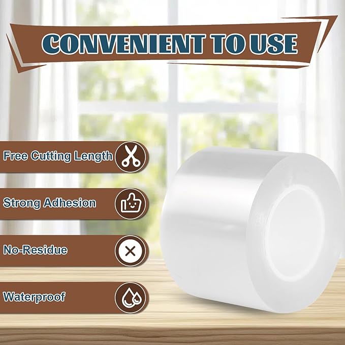 Window Sealing Tape 2 Inch x 16.5 FT Transparent Weather Stripping Residue-Free Clear Window Insulation Caulk for Windows ac Insulation Shower Glass Gaps Tape Door Windproof (2 Inch x 16.5FT)