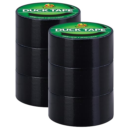 Duck Brand Color Duct Tape, 6-Roll, Black (1265013_C)