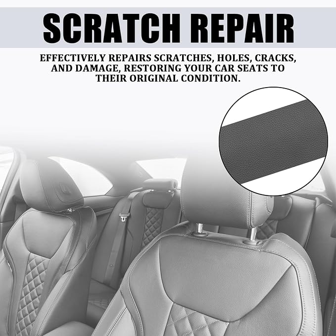 2 PCS 8 x 4 Inch PU Leather Patch for Car Seat Repair, Self-Adhesive Waterproof Vinyl Scratch Repair Kit, Breathable Leather Patches for Furniture, Car Upholstery, Couch, Sofa, Chair (Gray)