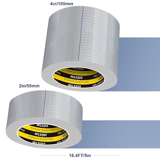 Butyl Sealant Tape Waterproof Aluminum Foil, Joist Tape for Decking 2 Inch, Super Sticky, Repair Roof Leak, Sealing Awning Crack, Patching Deck Flashing, All Weather Permanent 16.4FT Silver