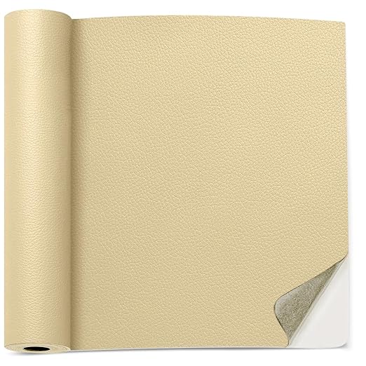 16 X 40 inch Self Adhesive Leather Repair Patch, Beige Leather Repair Tape for Furniture, Adhesive Leather Patch for Car Seat Repair, Leather Repair Kit for Couch (Beige)