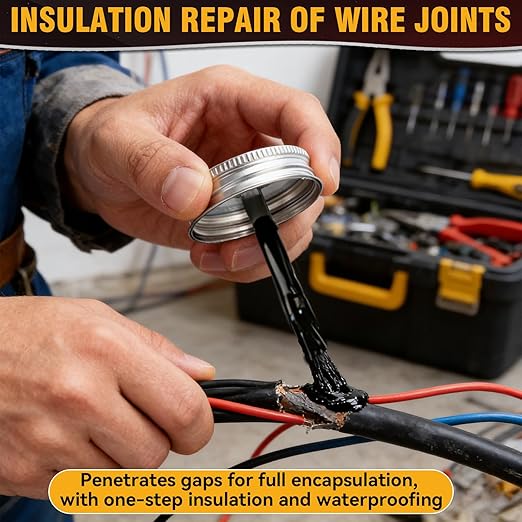 Liquid Electrical Tape – Black Insulating Electrical Tape Adhesive, Waterproof & Heat Resistant Coating for Cable Repair, Ideal for Home Flexible Wire Equipment Repair, Automotive