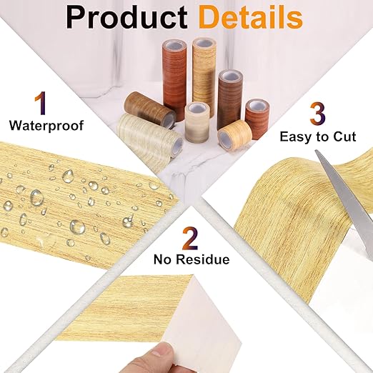 PATIKIL Wood Grain Tape 4.7" x 15 Ft, Self-Adhesive Wood Texture Repair Tape Realistic Wood Effect Contact Paper Patch for Furniture Cabinets Floor Walls Home Decoration, Yellow Oak