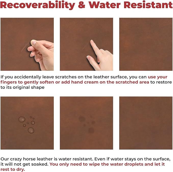 ELW Crazy Horse Leather 5-6 OZ (2-2.4mm) | Bourbon Brown | Pre-Cut 6"x12" | Full Grain Cowhide Handmade Leather for DIY, Crafts, Sheaths, Sewing, Workshop