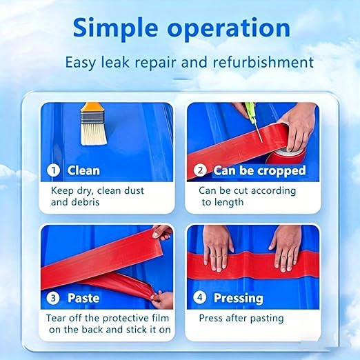 Waterproof Sealant Tape Self Adhesive Rubberized Asphalt Tape for RV Roof Metal Roof Corrugated Roof Leak Repair UV Resistant Heavy Duty Waterproofing Membrane (Red, 7.874in*196.85in)
