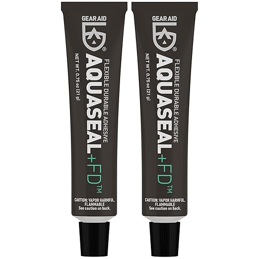 GEAR AID Aquaseal FD Flexible Durable Repair Adhesive for Fixing Tears and Holes in Waders, Wetsuits, PVC Inflatables, Vinyl and Outdoor Gear, Dries Clear, 0.75 oz, 2 Pack