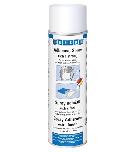 WEICON Adhesive Spray Extra Strong 500 ml | Transparent | Adhesive Spray for Felt, Foam, Leather, Carpets, Rubber, Wood | Craft Material Adhesive | Multipurpose | Strong Spray Glue | Industrial Grade