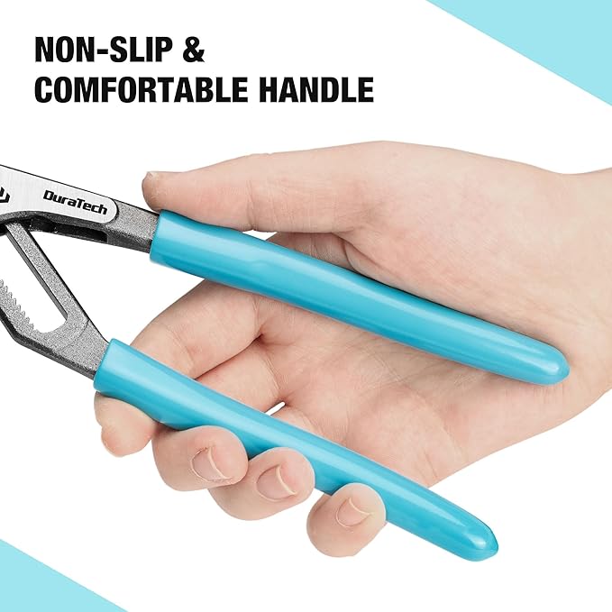DURATECH 3-Piece Water Pump Pliers Set(8", 10", 12"), Quick-Adjust Groove Joint Pliers with Slide-to-Unlock Mechanism, V-Jaw Design, CR-V Steel, for Plumbing, Automotive, and Household Repairs