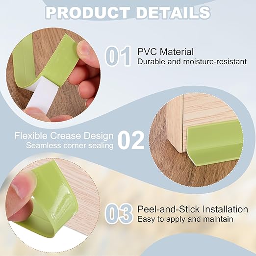 PATIKIL 1" x 6.6 ft Caulk Tape, Caulk Strips PVC Self Adhesive Caulking Tape Waterproof Edge Protectors for Bathroom Accessories Kitchen Countertop, Green