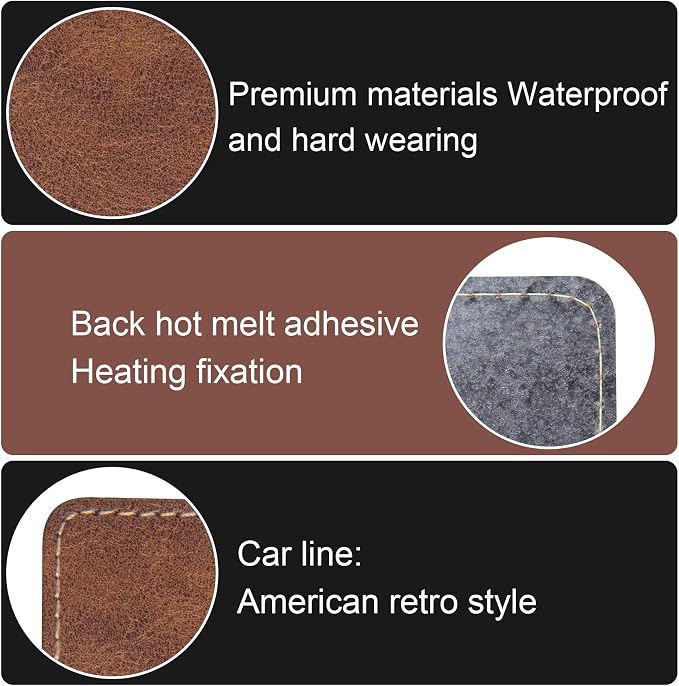 SmallCat 6 PCS Square Leather Patches for Hats, Iron on Blank Patches, Artificial Leather Patches for Laser Engraving, Repair Patches for DIY Sewing Crafts for Hats, Jackets, Jeans - Dark Coffee