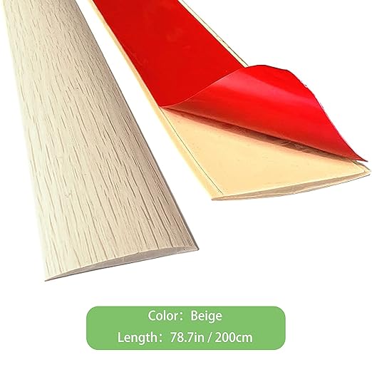 Floor Transition Strip Self-Adhesive Cover Strips Threshold Repair Floor Gap Vinyl Flooring Transitions Laminate Floor Flat Divider Strip Minimalism Oak Wood Grain Design 6.6FT (4cm, Beige)