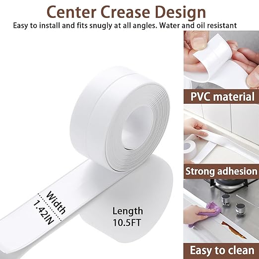 Waterproof Caulk Tape - Self-Adhesive Sealer for Toilet, Bathroom, Bathtub & Floor Edges
