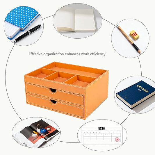 Household Multifunctional Desktop Storage Cabinet, Drawers and Four Separate Organizers, Watch box Four divider Storage Box on the Bedside Table in the Room (brown)