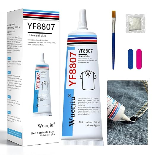 Fabric Glue Permanent, Washable Clear Clothing Glue, Super Fabric Glue for Rhinestones, Patches, Clothes, Denim, Leather, Polyester, Fabrics, Doll Repair, Flannel, Cotton, 2oz