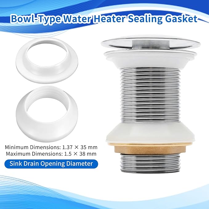 Drainage Seal, 2 Sets Universal Basin Drain Gasket Replacement, Silicone Seals Drainage Ring Thickened Sealing Ring for Bathroom Sink Drain Stopper for Kitchen Bath Tub Bathtub Toilet