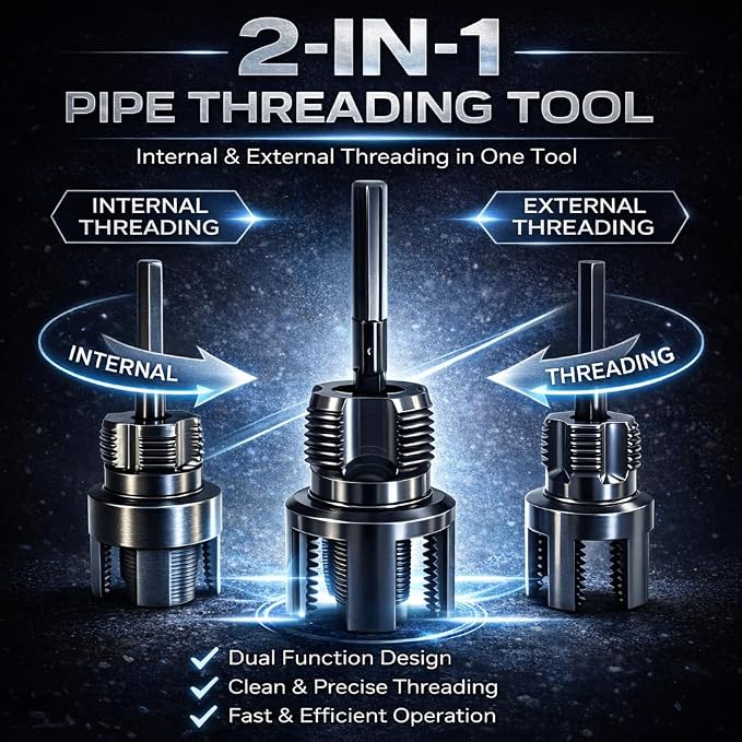 3pcs Pvc Pipe Threader,Dual-Function Internal & External Pipe Threading Tool, High-Quality Thread Cutter For 1/2"&3/4"&1" Plastic Pipes, Drill Compatible Threader For Plumbing Repairs (silver)