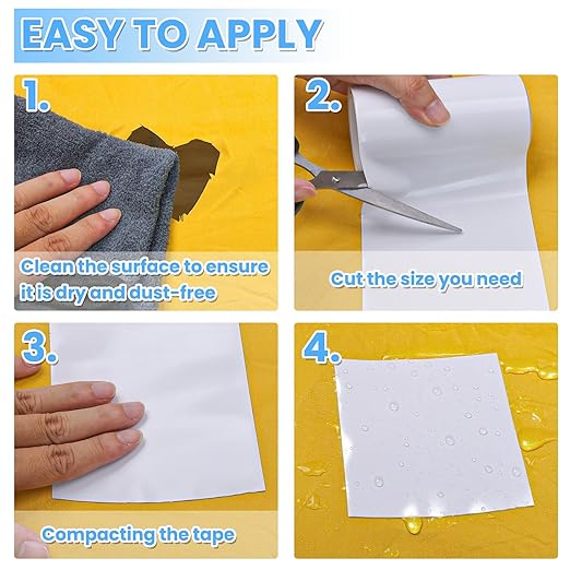 Tikfoam Waterproof Repair Tape for Fabric, Plastic, Awning, RV Underbelly, Tarp, Tent, Sail and Boat Cover Outdoor Repair Patch, Heavy Duty,4 Inch x 10FT White