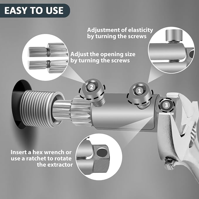 New Pipe Extractor Tool Pipe Nipple Extractor Set Pipe Remover Kit Broken Pipe Thread Remover Fits 1/2 inch to 1 inch Pipe Capacity Great Diy Gift for Men (Silver)