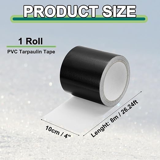 PATIKIL Awning Repair Tape 4" x 26ft Waterproof Canvas Tape High Adhesive Tear Repair Patch Kit for PVC Tarpaulin Tent Awning Fabric RV Sail Boat Cover, Black