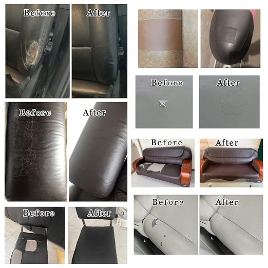 2 Pcs Sofa Repair Self Adhesive Leather Tape Patch Strong Adhesive Car Seat Furniture Repair Patches High Low Temperature Wear Waterproof Resistant (10 x 12 inch/2pcs, White)