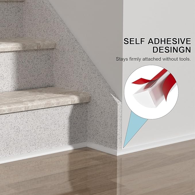 0.25" x 0.25" Mini Quarter Round Molding,40FT Self Adhesive Flexible Trim for Small Gaps, Countertop Wall Seam, Window Sill, Desk & Cabinet Edge, Peel and Stick Finishing Strip