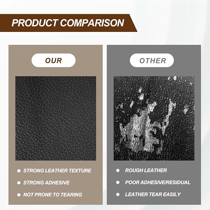 Leather Repair Patch Tape Black 4 x 63 Inches Self Adhesive Leather Repair Kit for Excellent Adhesion Leather Repair Patch Self Adhesive for Car Seat, Motorcycle Seat, Automobile Parts