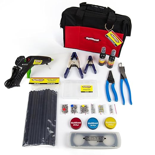 Professional Wiring Splice Sealing Kit, Waterproof Wire Connector System with 80W Glue Gun, Sealant Sticks, Crimper and Stripper for Automotive, Marine, Trailer, ATV/UTV Wire Repair