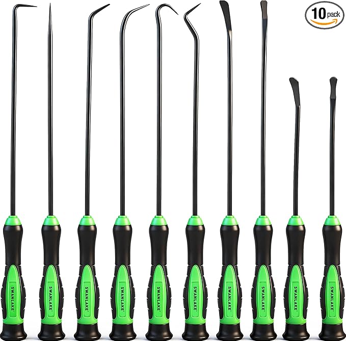 SWANLAKE 10-Piece Hook and Pick Set, Automotive Pick Tool Set for Car Auto Oil Seal/O-Ring Seal, Gasket Hook, Puller Remover Tools