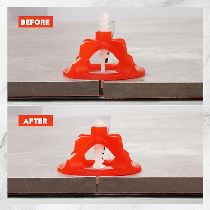 DGSL Tile Leveling System 1/16", 600 Pcs Tile Spacers and 200 Pcs Red Cap, Tile Spacers Leveling System for Professional Ceramic Tile and Stone Installation, Precision Gap Control