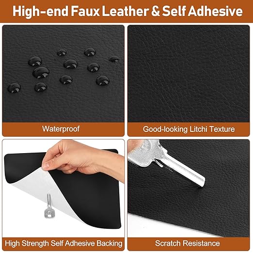 Leather Repair Patch 8x11 inch 2 Pcs, Self Adhesive Vinyl Repair Patch Kit, Leather Patches for Furniture, Couches, Car Seats, Cabinets, Wall, Handbags - Ivory