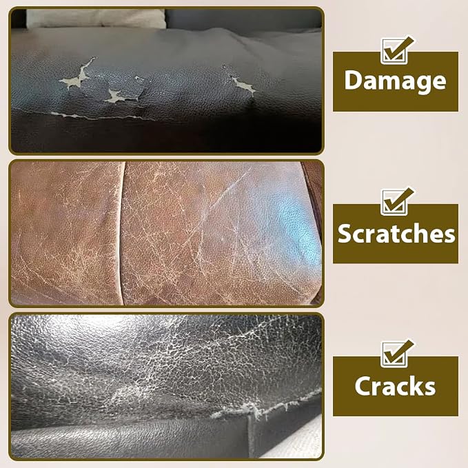 8 Sheets Faux Leather Repair Patch Self-Adhesive Black Leather Patches Waterproof Vinyl Repair Kit for Furniture Car Seats Couch Sofa Chair Surface