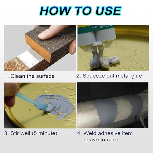 Metal Glue, Heavy Duty Waterproof epoxy Adhesive for Metal Repair, Welding high Strength Oily Glue with Heat and Corrosion Resistance, Ideal Adhesive for Metals, Plastic, Ceramics, PVC and Fiberglass