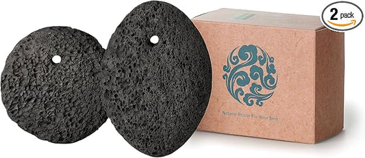 Natural Pumice Stone Set - Lava Foot Scrubber File, Round and Oval Shapes for Effective Exfoliation - Ideal for Cracked Heels, Callus Remover, and Dead Skin Removal - Brown Gray, 2-Pack