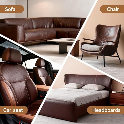 Self Adhesive Leather Repair Patch Tape Kit, Perforated Leather Repair for Furniture Couch Sofa Car Seats Office Chair, Vinyl Repair Kit (Dark Brown, 7.8x11.8 inch)
