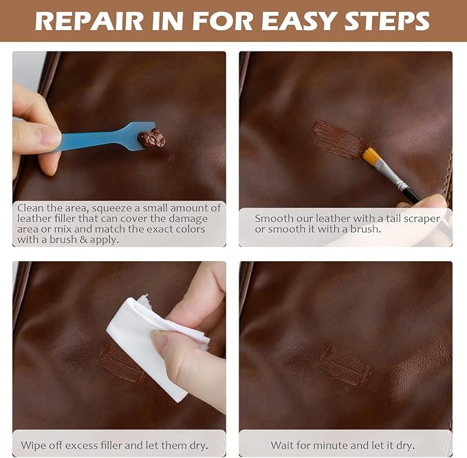 18 Colors Leather Repair Kit - for Furniture Car Seats Couches Sofa Shoes Boat, Leather Dye Filler Paint Restore Scratches Tears Holes, Purses, Jacket, Vinyl Repair Kit Bonded Leather Genuine Italian