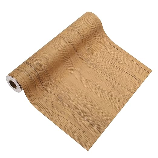 PATIKIL Wood Grain Tape 12" x 32 ft, Self-Adhesive Wood Texture Repair Tape Realistic Wooden Effect Patch for Furniture Cabinets Floor Walls, Yellow Teak