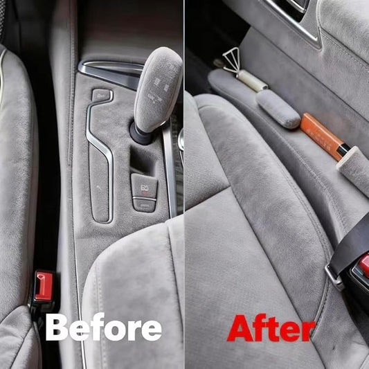 Inflatable Car Seat Gap Filler Strip - 2Pcs Suede Foldable Seat Gap Plug Blocker,Stop Dropping Items,Soft Interior Accessories for All Cars (Gray)