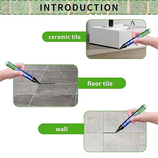 5 PCS Tile Grout Pen Home Repair Pen Tile Paint Markers for Tiles Floor Wall Bathroom Kitchen Repair Tools (Dark Gray)
