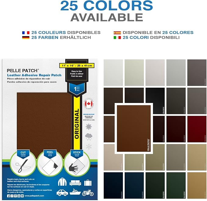 Leather Adhesive Sheets - 25 Colors Available - Original 11x16 - Tan