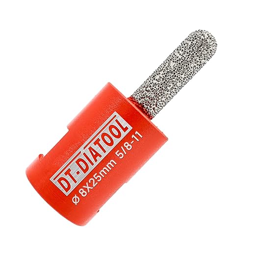 DT-DIATOOL Diamond Mortar Raking Bit for Brick Joints Stone Masonry Granite Diameter 5/16"x1" (8x25mm), 5/8 inch-11 Thread Router Bit